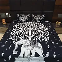 Comfortable Cotton Jaipuri Printed Double Bedsheet with Two Pillow Covers-thumb1