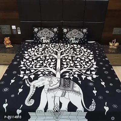 Comfortable Cotton Jaipuri Printed Double Bedsheet with Two Pillow Covers-thumb2