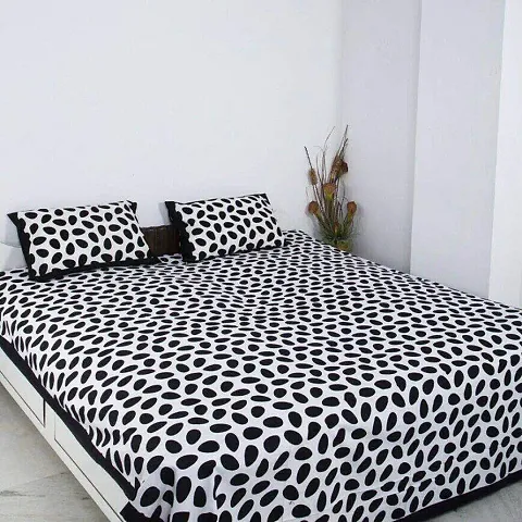 Modern Printed Cotton Double Bedsheet with 2 Pillow Cover