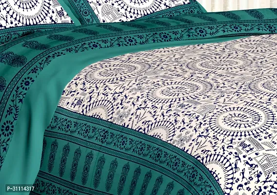 Comfortable Cotton Jaipuri Printed Double Bedsheet with Two Pillow Covers-thumb2