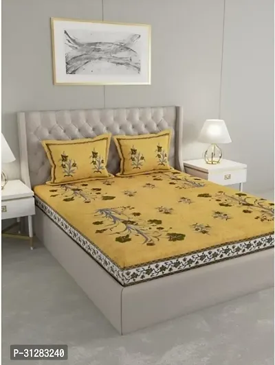 Comfortable Cotton Jaipuri Printed Double Bedsheet with 2 Pillow Covers