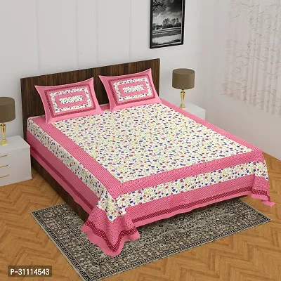 Comfortable Cotton Jaipuri Printed Double Bedsheet with Two Pillow Covers