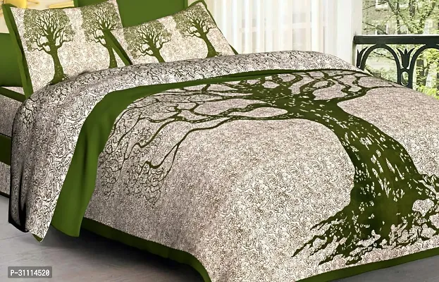 Comfortable Cotton Jaipuri Printed Double Bedsheet with Two Pillow Covers-thumb2