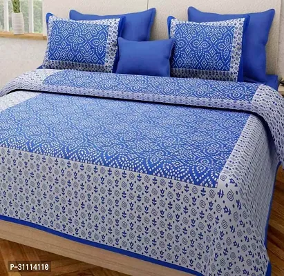 Comfortable Cotton Jaipuri Printed Double Bedsheet with Two Pillow Covers-thumb2