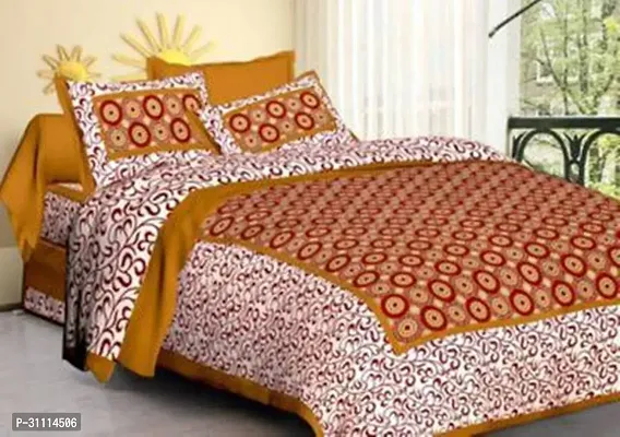 Comfortable Cotton Jaipuri Printed Double Bedsheet with Two Pillow Covers-thumb0