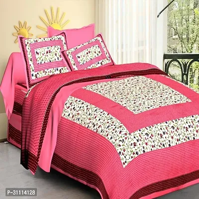 Comfortable Cotton Jaipuri Printed Double Bedsheet with Two Pillow Covers