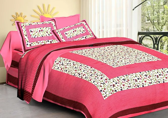 Cotton Bedsheet With 2 Pillow Cover- 90x100