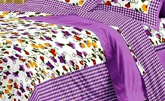 Comfortable Cotton Jaipuri Printed Double Bedsheet with Two Pillow Covers-thumb1