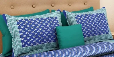 Comfortable Cotton Jaipuri Printed Double Bedsheet with Two Pillow Covers-thumb1