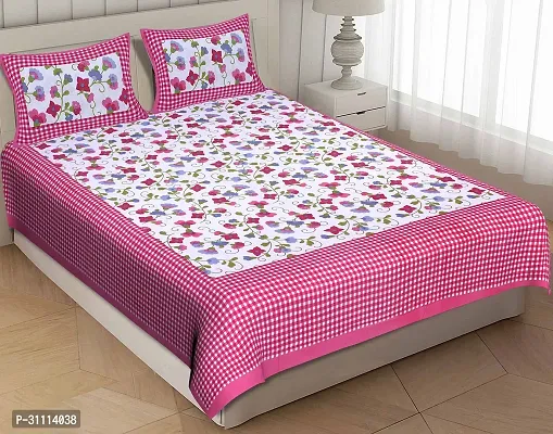 Comfortable Cotton Jaipuri Printed Double Bedsheet with Two Pillow Covers