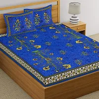 Comfortable Cotton Jaipuri Printed Double Bedsheet with Two Pillow Covers-thumb1