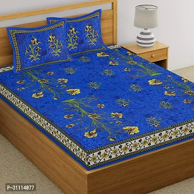 Comfortable Cotton Jaipuri Printed Double Bedsheet with Two Pillow Covers-thumb2