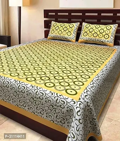 Comfortable Cotton Jaipuri Printed Double Bedsheet with Two Pillow Covers-thumb3