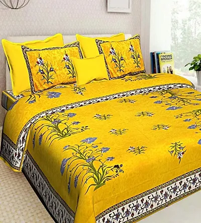 Cotton Queen Size Double Bedsheet With 2 Pillow Covers