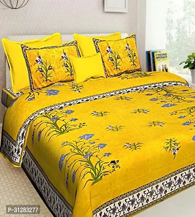 Comfortable Cotton Jaipuri Printed Double Bedsheet with 2 Pillow Covers