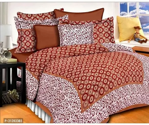 Comfortable Cotton Jaipuri Printed Double Bedsheet with 2 Pillow Covers-thumb0