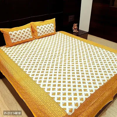 Comfortable Cotton Jaipuri Printed Double Bedsheet with Two Pillow Covers-thumb4