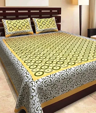 Narsinh Enterprises Double Printed Bed Sheet with 2 Pillow Cover