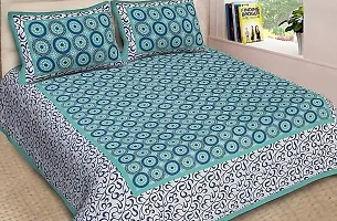 Comfortable Cotton Jaipuri Printed Double Bedsheet with 2 Pillow Covers-thumb1