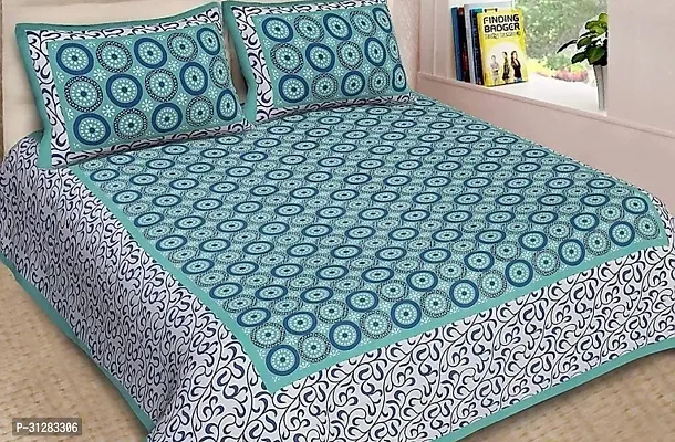 Comfortable Cotton Jaipuri Printed Double Bedsheet with 2 Pillow Covers-thumb2