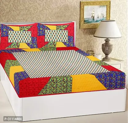 Comfortable Cotton Jaipuri Printed Double Bedsheet with Two Pillow Covers