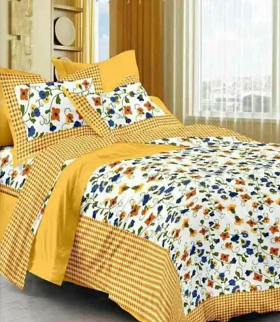 Cotton Printed Double Bedsheet with 2 Pillow Covers