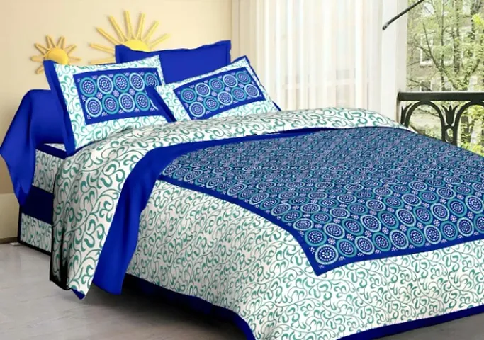 Cotton Jaipuri Printed Queen Size Bedsheets