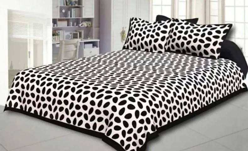 Printed Cotton Double Bedsheet with 2 Pillow Cover