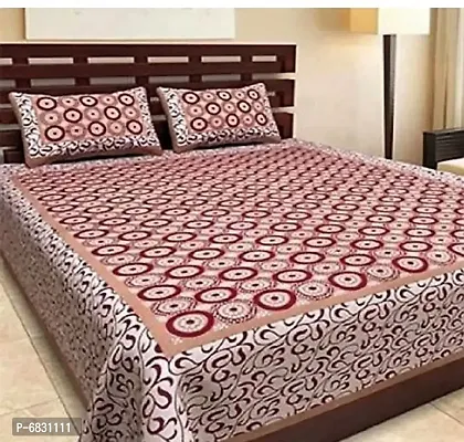 Elegant  Cotton Printed Double Bedsheet With Pillow Covers-thumb0