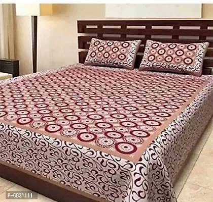 Elegant  Cotton Printed Double Bedsheet With Pillow Covers-thumb2