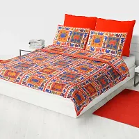 Elegant  Cotton Printed Double Bedsheet With Pillow Covers-thumb3