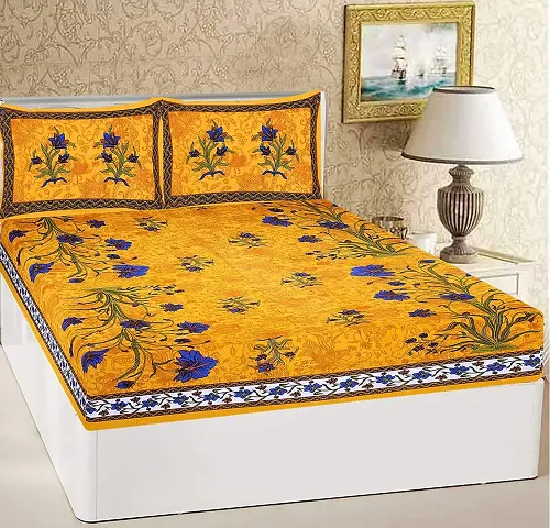 Cotton Printed Double Bedsheet With Pillow Covers