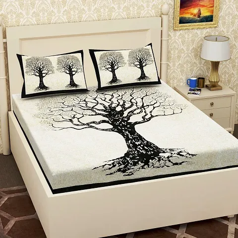 Printed Cotton Double Bedsheet with 2 Pillow Cover