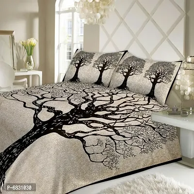 Elegant  Cotton Printed Double Bedsheet With Pillow Covers-thumb4