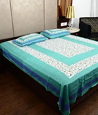 Beautiful Printed Cotton Double Bedsheet with 2 Pillowcovers-thumb1