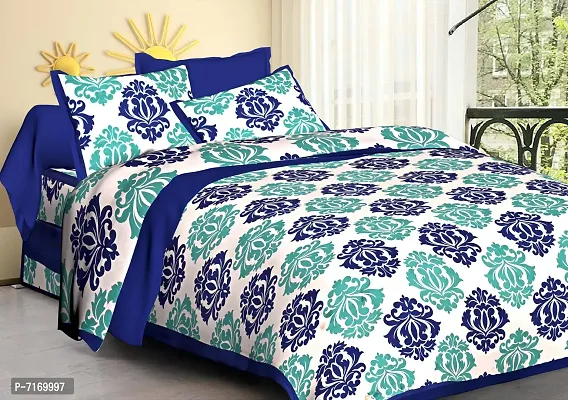 Sanganeri Printed Double Bedsheet With 2 Pillow-thumb0