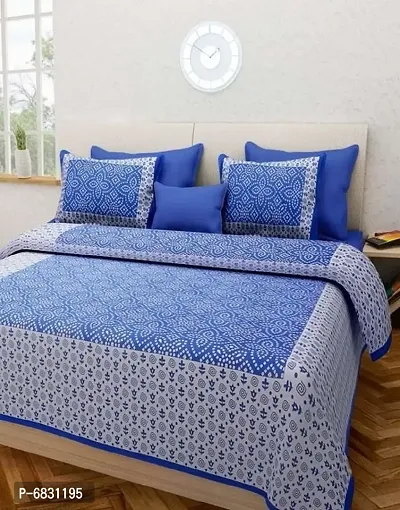 Elegant  Cotton Printed Double Bedsheet With Pillow Covers-thumb0