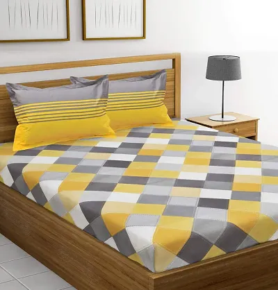 Printed Cotton Double Bedsheet with 2 Pillow Cover