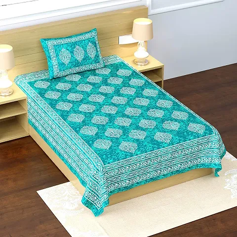 Printed Cotton Single Bedsheet with 1 Pillow Cover