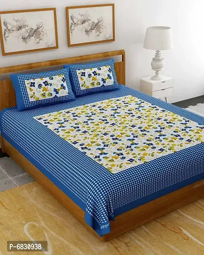 Elegant  Cotton Printed Double Bedsheet With Pillow Covers