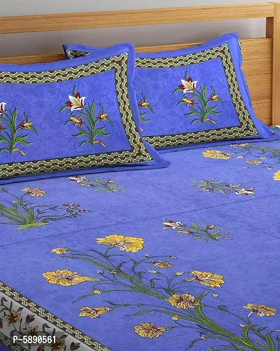 Beautiful Printed Cotton Double Bedsheet with 2 Pillowcovers-thumb2