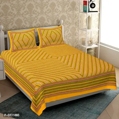 Elegant  Cotton Printed Double Bedsheet With Pillow Covers-thumb0