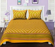 Elegant  Cotton Printed Double Bedsheet With Pillow Covers-thumb1