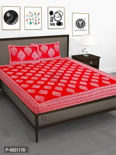 Elegant  Cotton Printed Double Bedsheet With Pillow Covers-thumb2