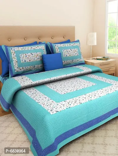 Elegant  Cotton Printed Double Bedsheet With Pillow Covers-thumb0