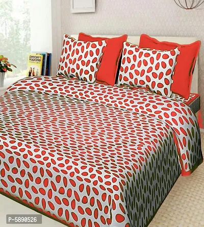 Beautiful Printed Cotton Double Bedsheet with 2 Pillowcovers-thumb0