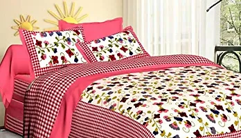 Elegant  Cotton Printed Double Bedsheet With Pillow Covers-thumb2