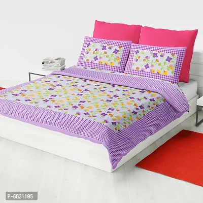 Elegant  Cotton Printed Double Bedsheet With Pillow Covers