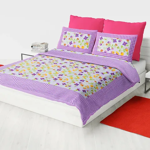 Printed Cotton Double Bedsheet with 2 Pillow Cover