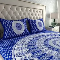 Elegant  Cotton Printed Double Bedsheet With Pillow Covers-thumb1